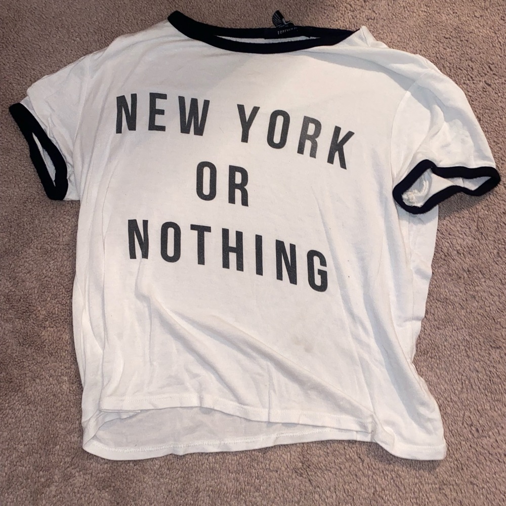 white new york or nothing t-shirt crop top